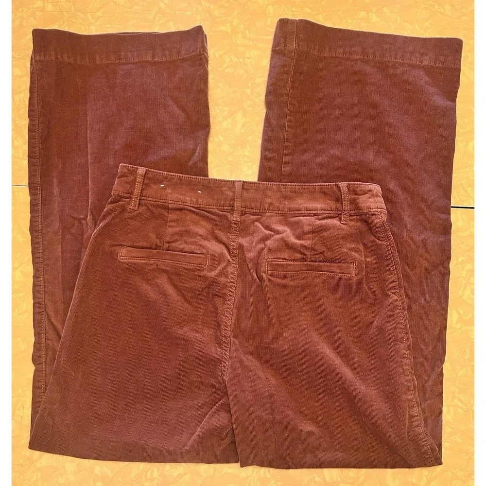 Loft Palmer Wide Leg Women's Pants Size 4 Tan Brown Corduroy High Rise Stretch - Picture 2 of 9